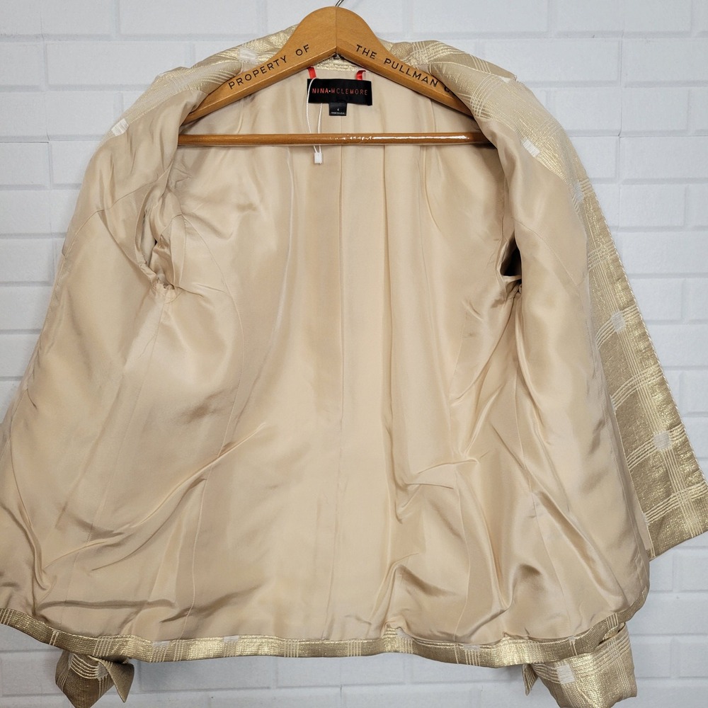 Nina Mclemore evening jacket size 4 gold silk brocade windowpane plaid 36" bust‎ - Picture 7 of 7